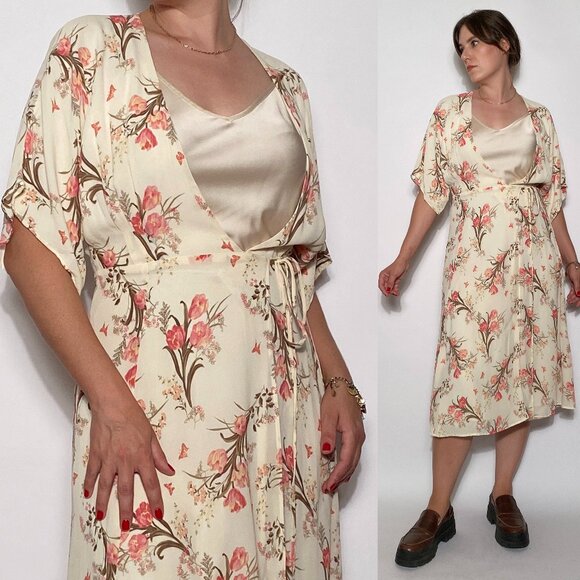 Authentic REFORMATION Floral Kimono Midi WRAP Dress! Medium to Large - Picture 1 of 9